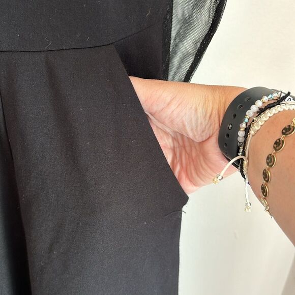 Torrid Women’s black sheer mesh top sweetheart long sleeve pocket dress size 10 - Picture 5 of 12